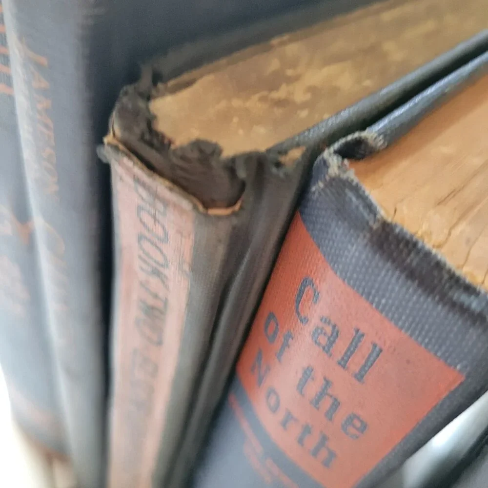 5 Blue Red Vintage Book Set Lot Staging Decor Retro Prop Shelf Mantle Centerpiec
